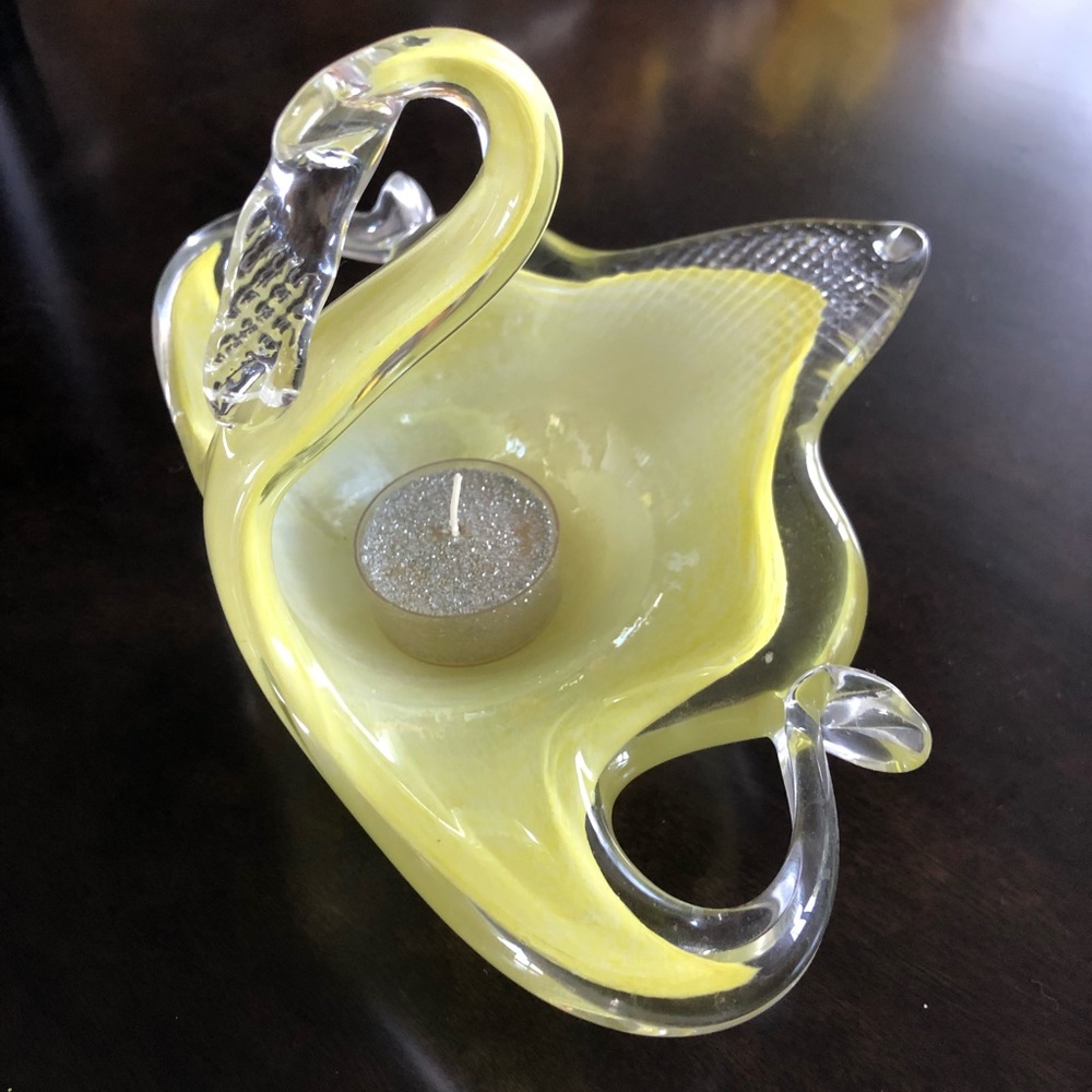 Glass Swan Candle Holder